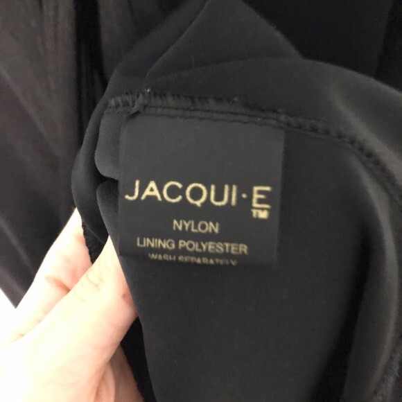 Black Swing Dress Jacqui E Australia Mesh Flowy Midi V-Neck Tulle LBD Small - Picture 7 of 8